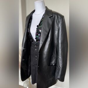 Hey Babe - New Fall Black Pleather Blazer Jacket